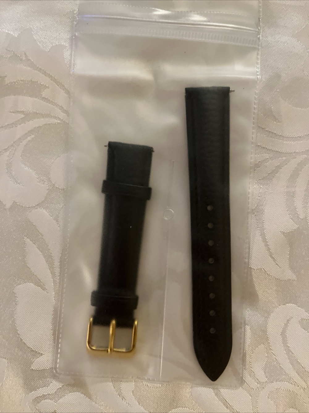 18mm Black Genuine Leather Watch Band Strap Gold Buckle Tool Women Men Aseiwi